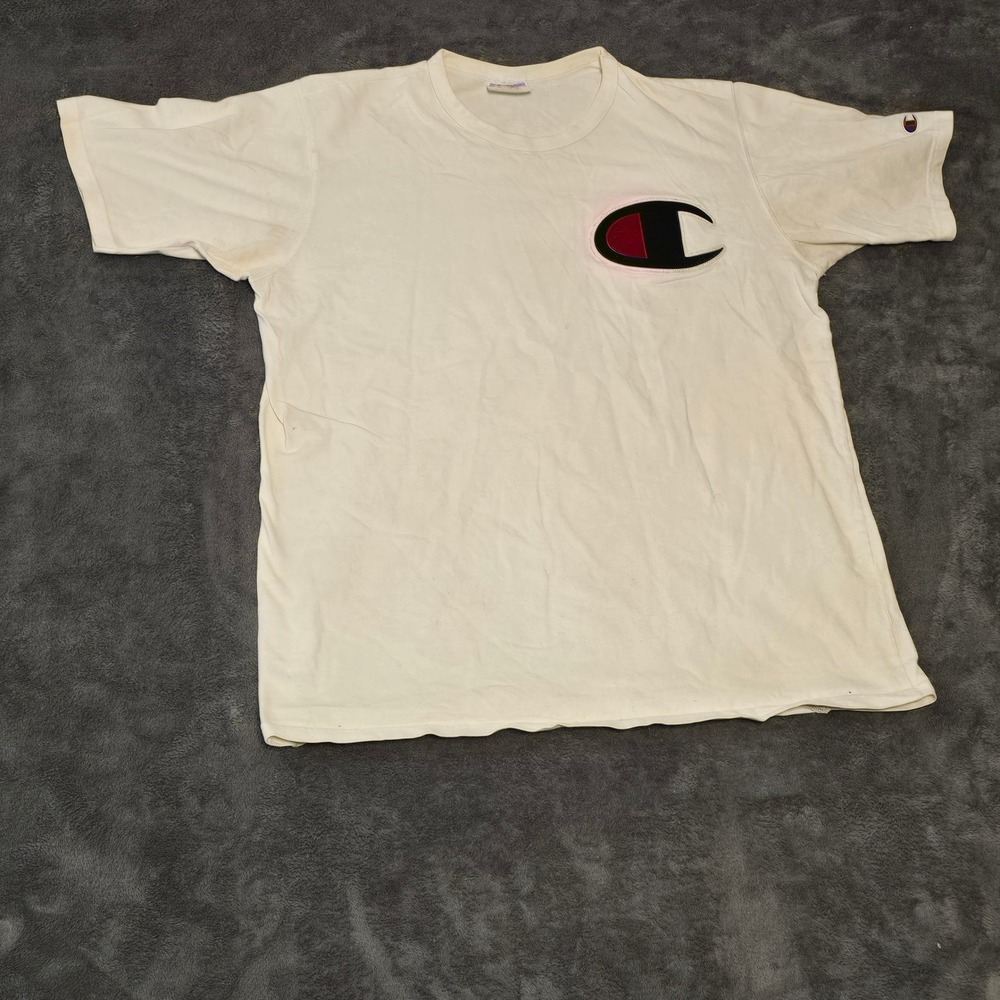 Champion Big C Logo T-Shirt Men's XL White Heritage Jersey‎ Cotton Graphic Tee